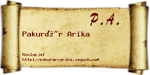 Pakurár Arika névjegykártya